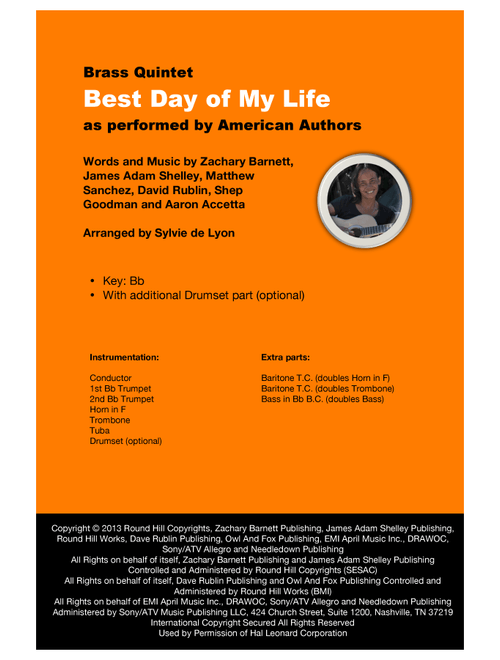 Best Day Of My Life (Arr. Sylvie de Lyon) - American Authors (Small Ensemble)