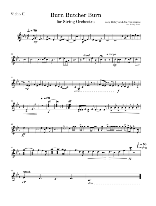Burn Butcher Burn – Joe Trapanese and Joey Batey (Violin II)