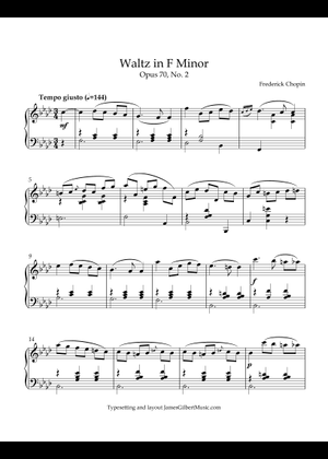 Waltz in F minor Op.70 No.2 – Arrangement Sheet Music for Celesta