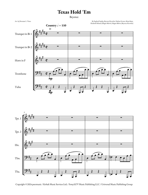 Texas Hold 'em (Arr. Jhonatan Lucio Viana) - Beyoncé (Brass Ensemble)