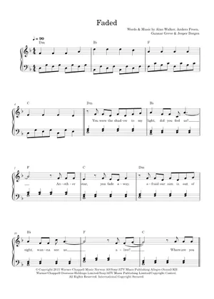 Fade Note Alan Walker - Fade Sheet Music for Piano (Solo) | MuseScore.com