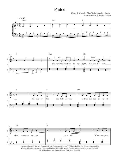 Faded - Alan Walker (Easy Piano)