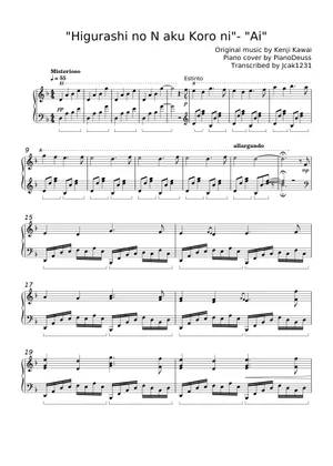 Higurashi Ripped Note Higurashi no Naku Koro ni - Main Theme Sheet Music for Piano (Piano Duo ...