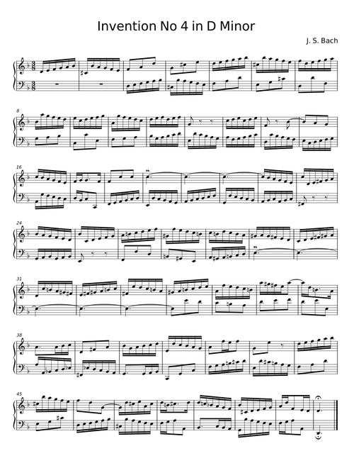 Invention No 4 in D Minor - J. S. Bach