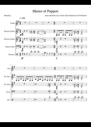 llica,MasterOfPuppets,bandscore楽譜 Master of Puppets Sheet Music for Trombone, Tuba, Flute, Saxophone