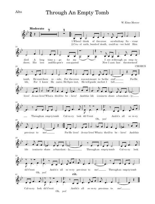 Through An Empty Tomb by W. Elmo Mercer- Alto