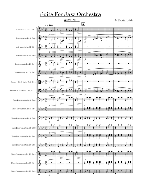 Jazz Suite No. 1 II. Lyric Waltz – Dmitri Shostakovich , For A Mixed Ensamble