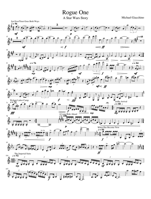 Rogue One: A Star Wars Story Medley for Bb Clarinet 