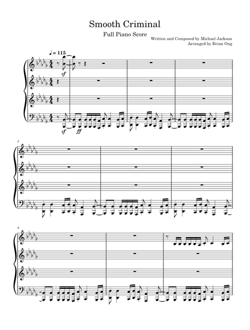 Smooth criminal – Michael Jackson Smooth Criminal – Michael Jackson Smooth Criminal Full Piano Score