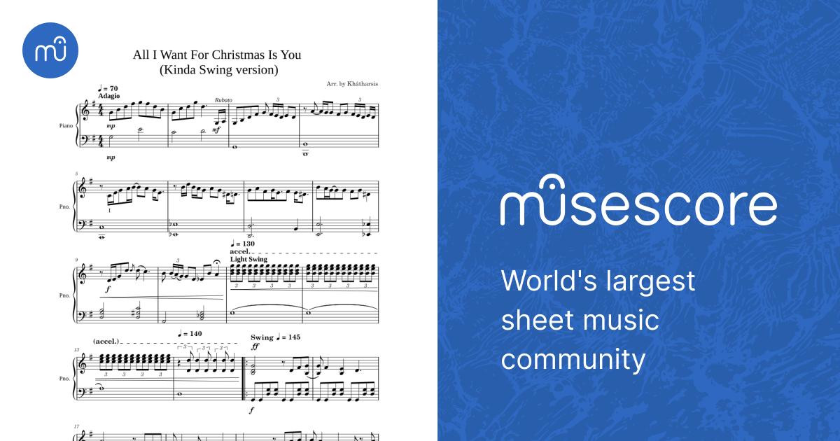 excitación Elección Dinámica All I Want For Christmas Is You For Piano Sheet music for Piano (Solo) |  Musescore.com