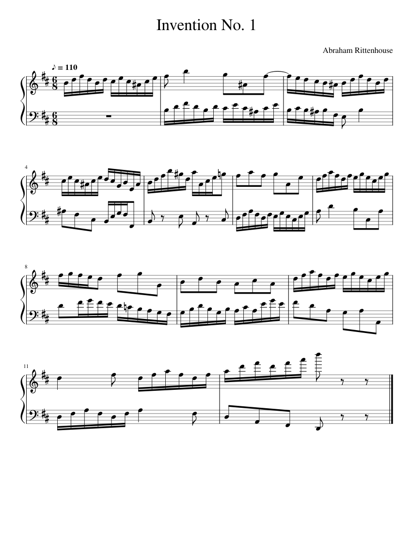 Invention No. 1 - Abraham Rittenhouse Sheet music for Piano (Solo ...