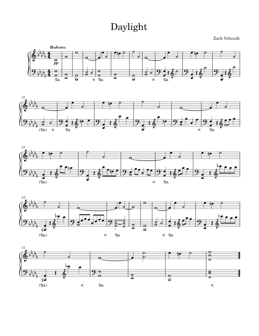 Daylight Sheet music for Piano (Solo)