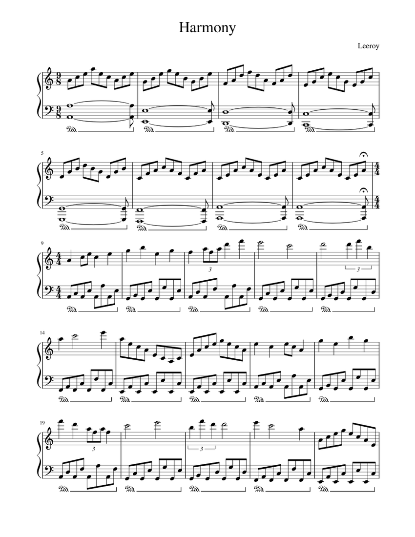 Harmony Sheet Music for Piano (Solo) easy | MuseScore.com