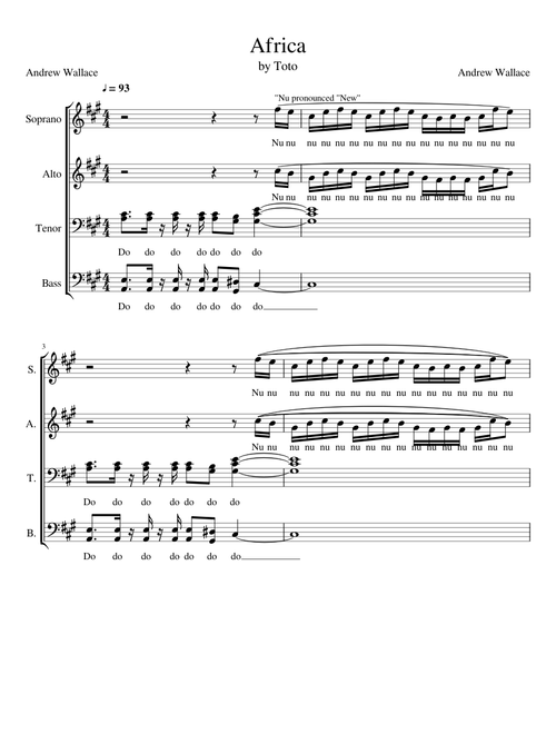Africa by Toto - SATB Acapella Arrangement