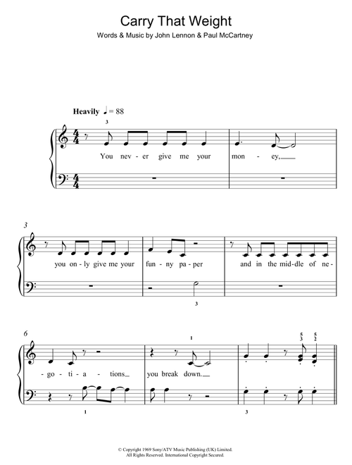 Carry That Weight - The Beatles (Easy Piano)