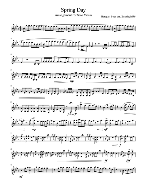 Spring Day (BTS) for Solo Violin