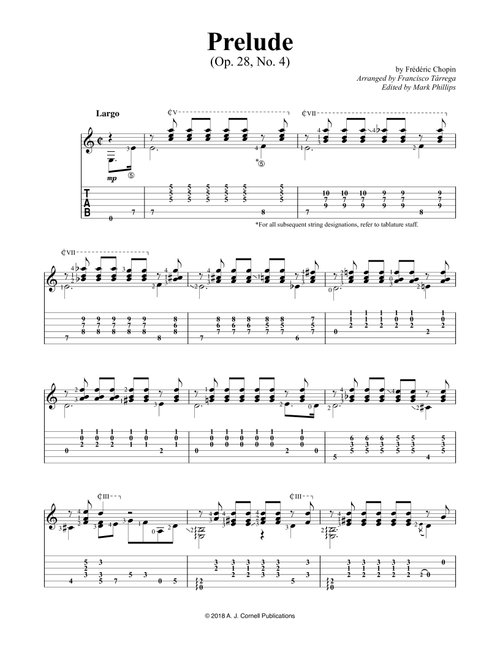 Prelude No. 4 (Arr. Francisco Tarrega) - Frederic Chopin (Guitar Tab)