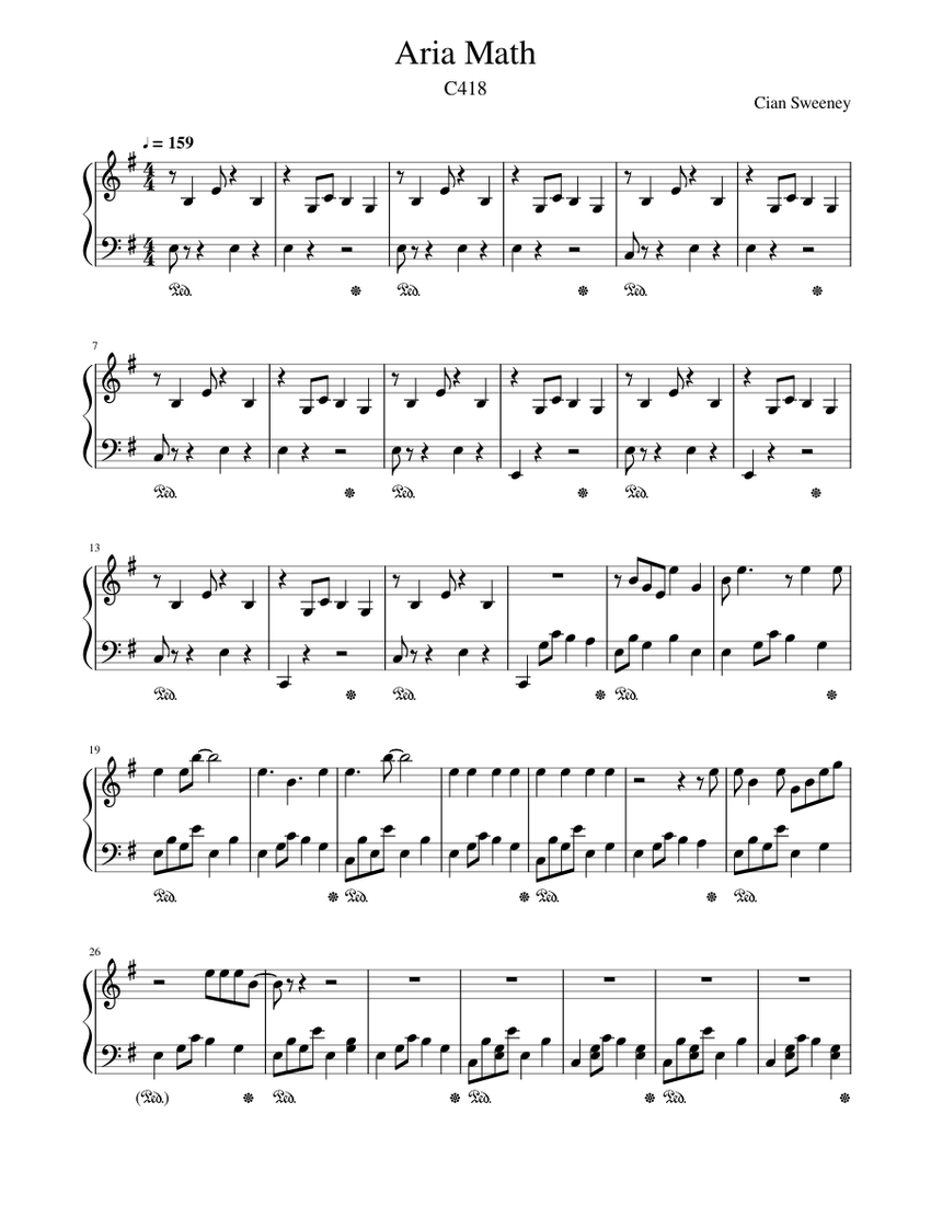 Aria Math - C418 (from Minecraft) Sheet Music for Piano (Solo ...