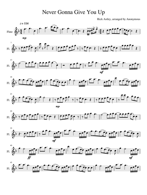 Never Gonna Give You Up Flute