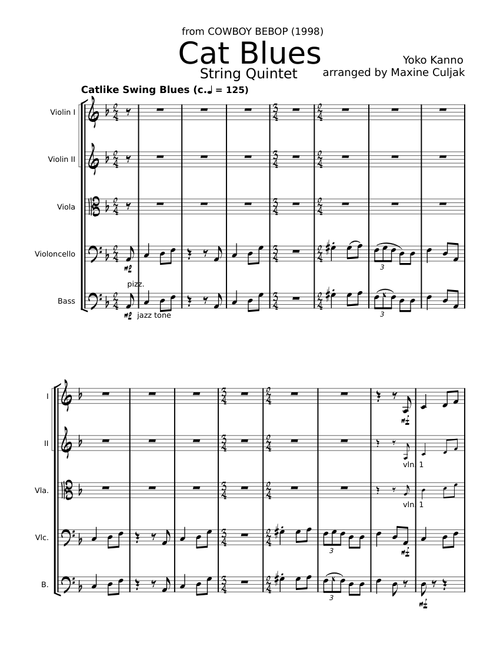 Cowboy bebop - cat blues – Misc Soundtrack Cat Blues | from COWBOY BEBOP (String Orchestra)