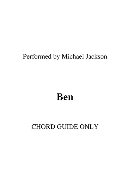 Ben (Arr. RWM) - Michael Jackson (Lead Sheet - Fake Book)