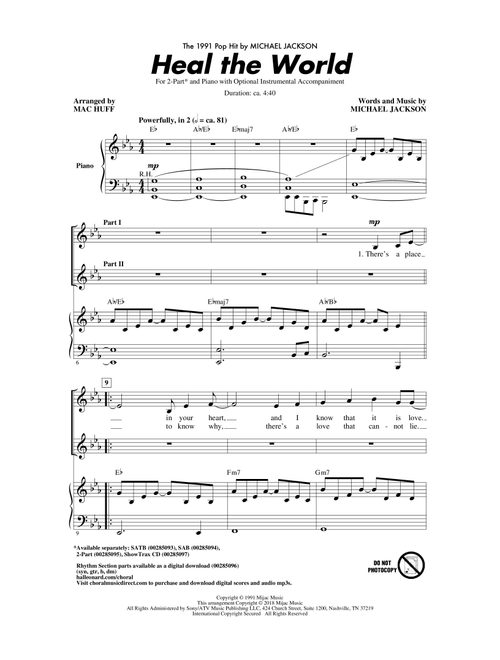 Heal The World (arr. Mac Huff) - Michael Jackson (Choral, 2-Part)