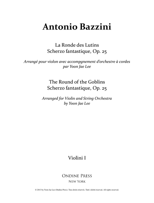 The Round (Dance) of the Goblins for Violin and String Orchestra, Op. 25 - Set of Parts (Arr. Yoon Jae Lee) - Antonio Bazzini (Orchestra)