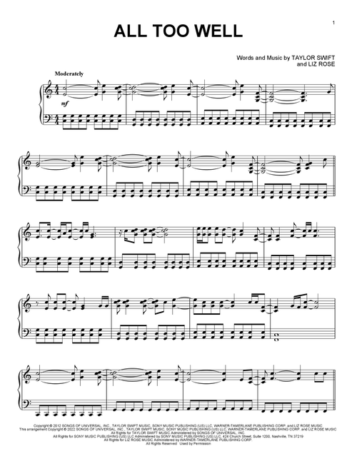 all too well - Taylor Swift (Piano Solo)