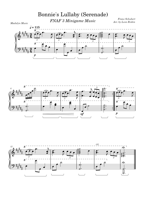 Bonnie's Lullaby- FNAF 3 Minigame Music
