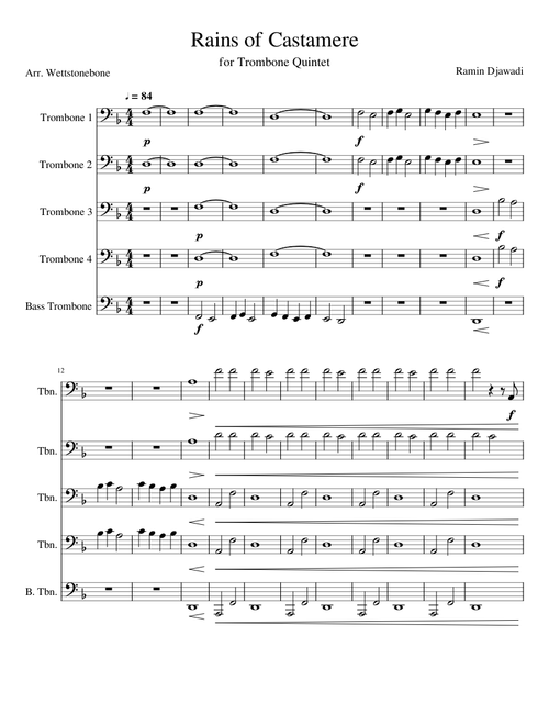 Rains of Castamere: Trombone Quintet