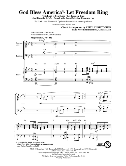 God Bless America (Let Freedom Ring) (Medley) (Arr. Keith Christopher) (Choral, SAB)