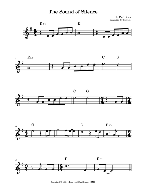 The Sound Of Silence (Arr. Lkmusic) - Simon & Garfunkel (Flute Solo)