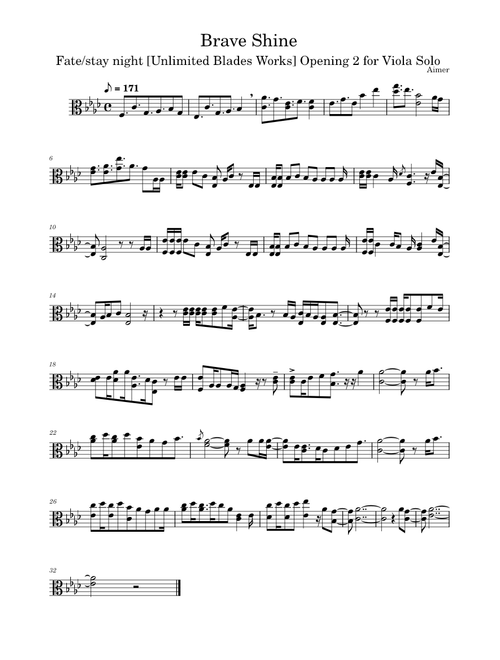 Brave shine – Aimer Brave Shine For Viola Solo