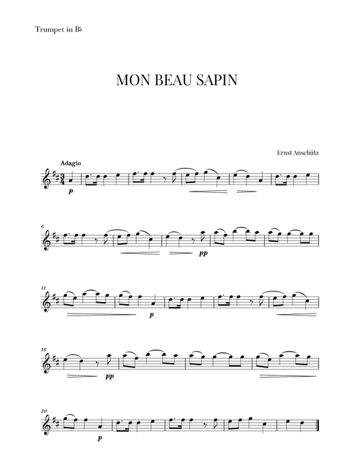 Mon Beau Sapin for Trumpet (Arr. Cadenza Editions) - Ernst Anschütz (Trumpet Solo)