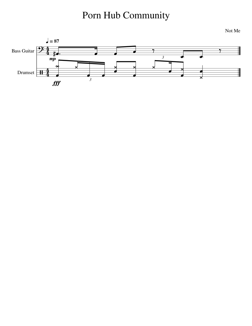 Porn Hub Community Intro Sheet Music For Bass Guitar Drum Group Mixed