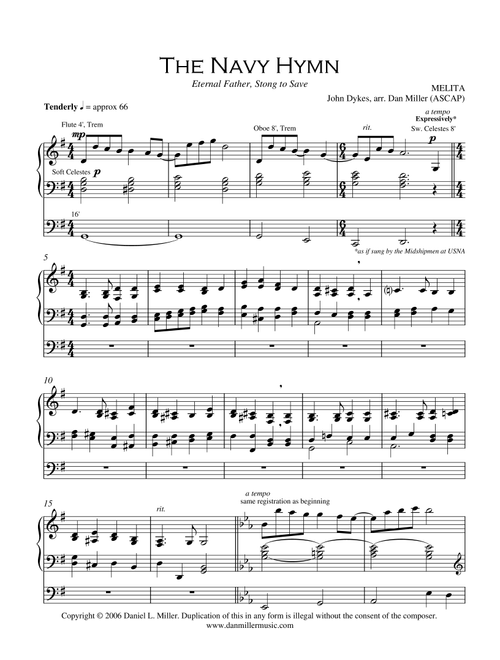 The Navy Hymn (Arr. Dan Miller) (Organ)