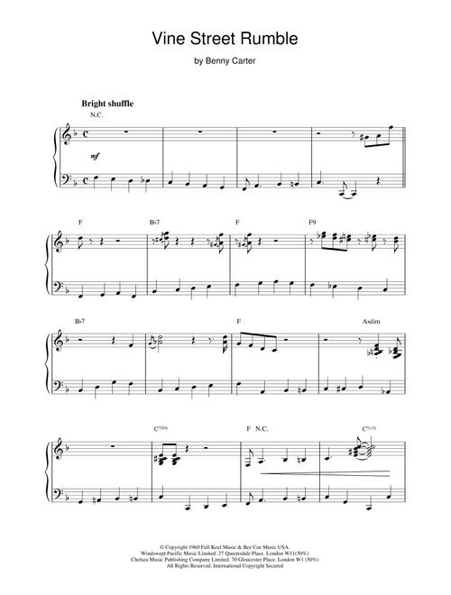 Vine Street Rumble - Benny Carter (Piano Solo)