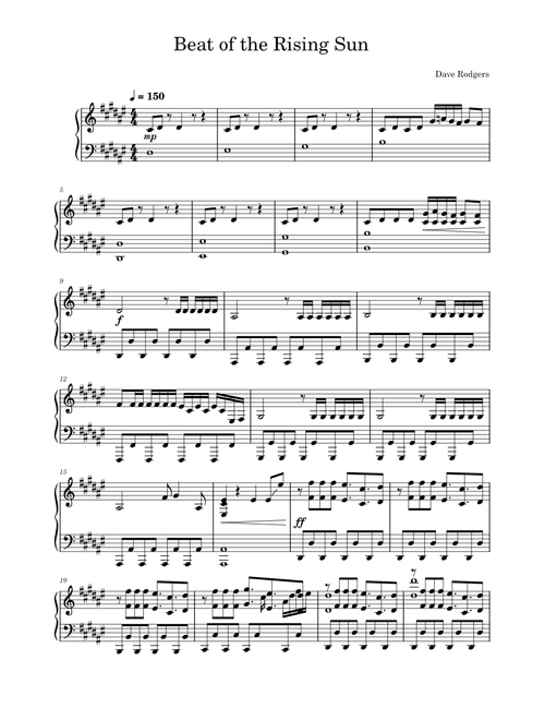Beat of the rising sun – Dave Rodgers | Piano Solo