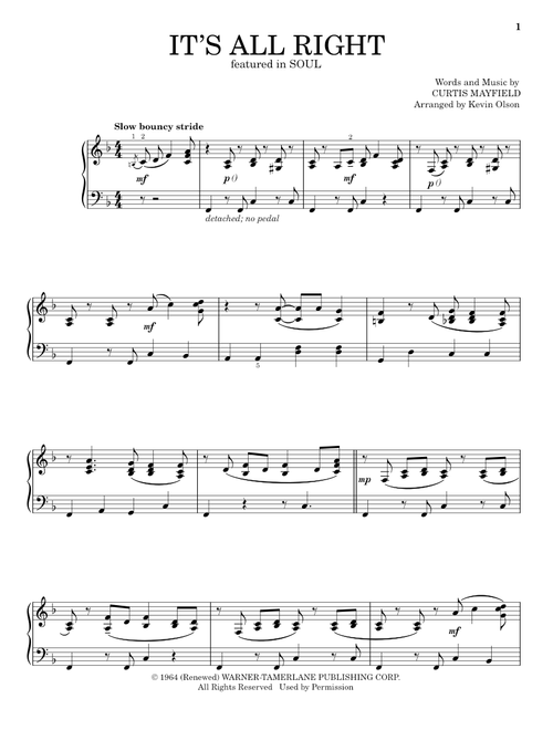 It's All Right (from Soul) (arr. Kevin Olson) - Jon Batiste (Easy Piano Solo)