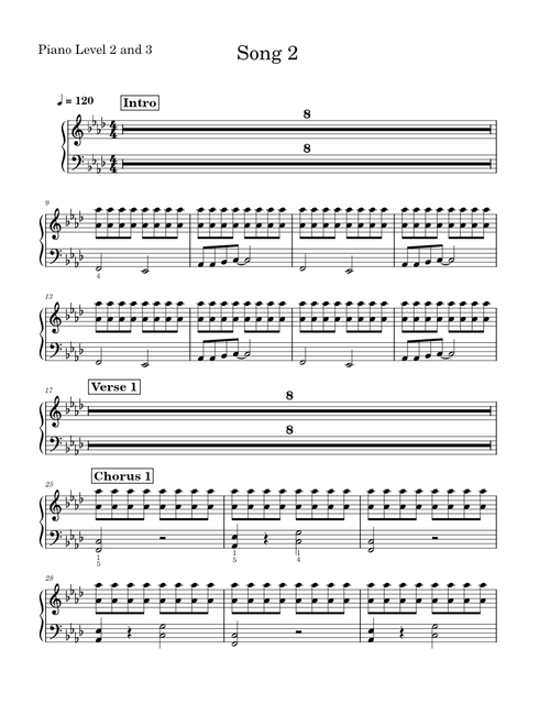 Song 2 – Blur Song 2 - Piano Levels 2 and 3