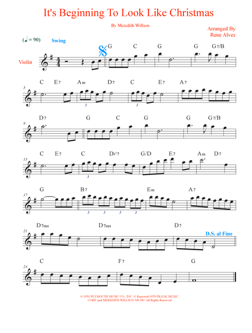 It's Beginning To Look Like Christmas (Arr. Rene Alves) - #1 Holiday Carolers (Violin Solo)