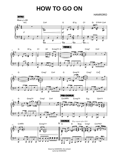How To Go On - HANRORO (Piano)