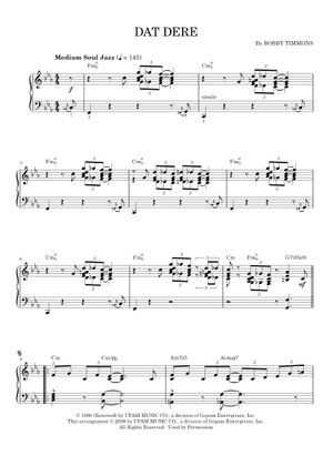 Dat Dere – Cannonball Adderley Sheet Music for Piano, Saxophone alto ...