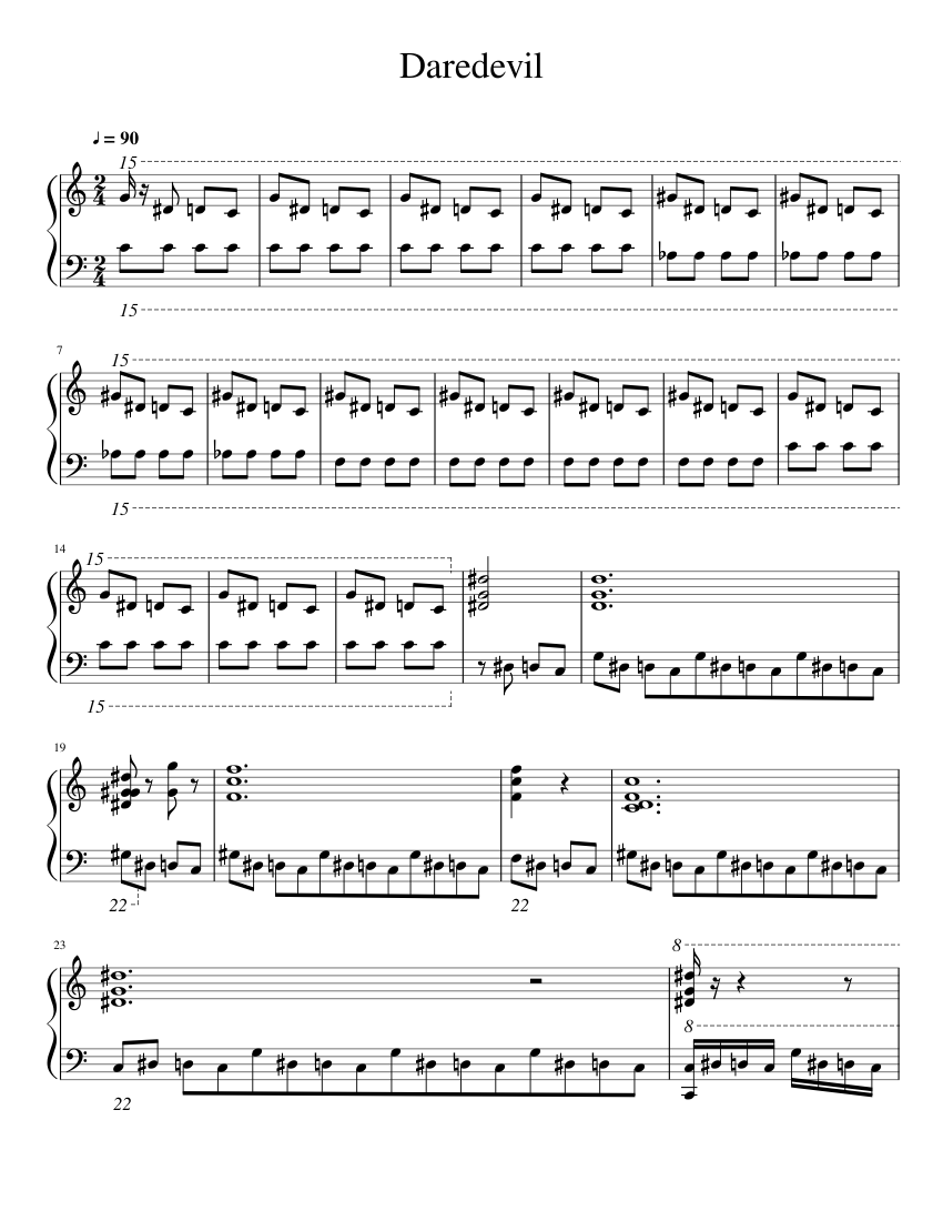 Daredevil Sheet Music For Piano Solo Easy Musescore