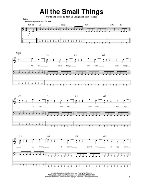 All The Small Things - Blink-182 (Bass Tab)