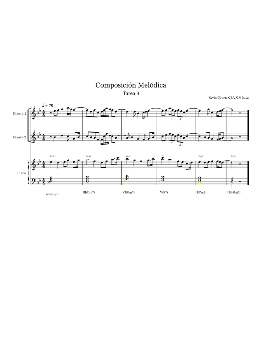 Composición Tarea 3 Composición Melódica Kevin Gómez Sheet music for