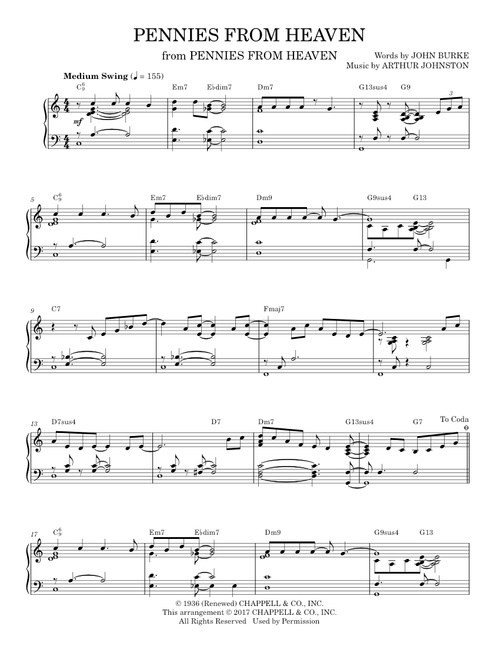 Pennies From Heaven - Dave Brubeck, John Burke (Piano Solo)