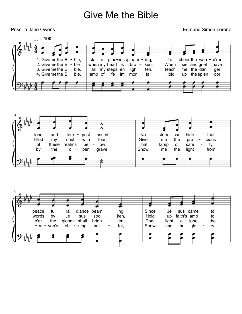 Give Me the Bible Sheet music for Piano (Solo)