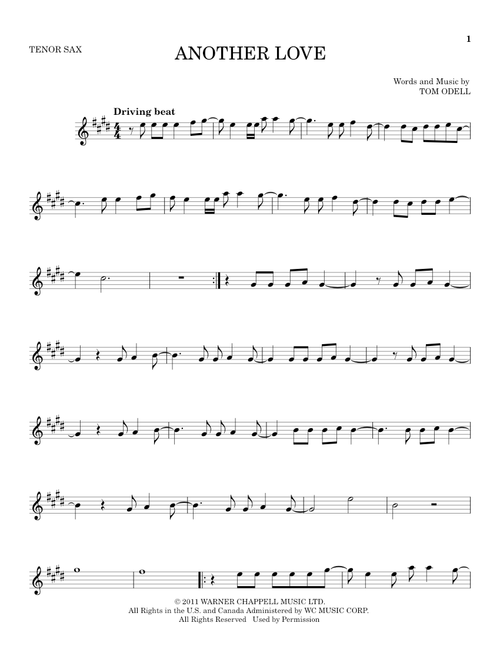 Another Love - Tom Odell (Tenor Sax Solo)