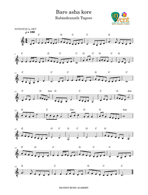 Baro asha kore BY Rabindranath Tagore GUITAR